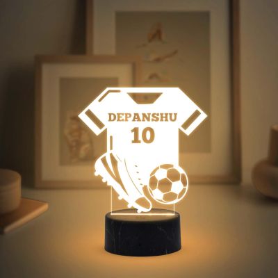 Personalised Football Jersey Night Lamp with Warm White Light Customized Name Birthday Gift for Footballer Men Women Gift for Sport Lover