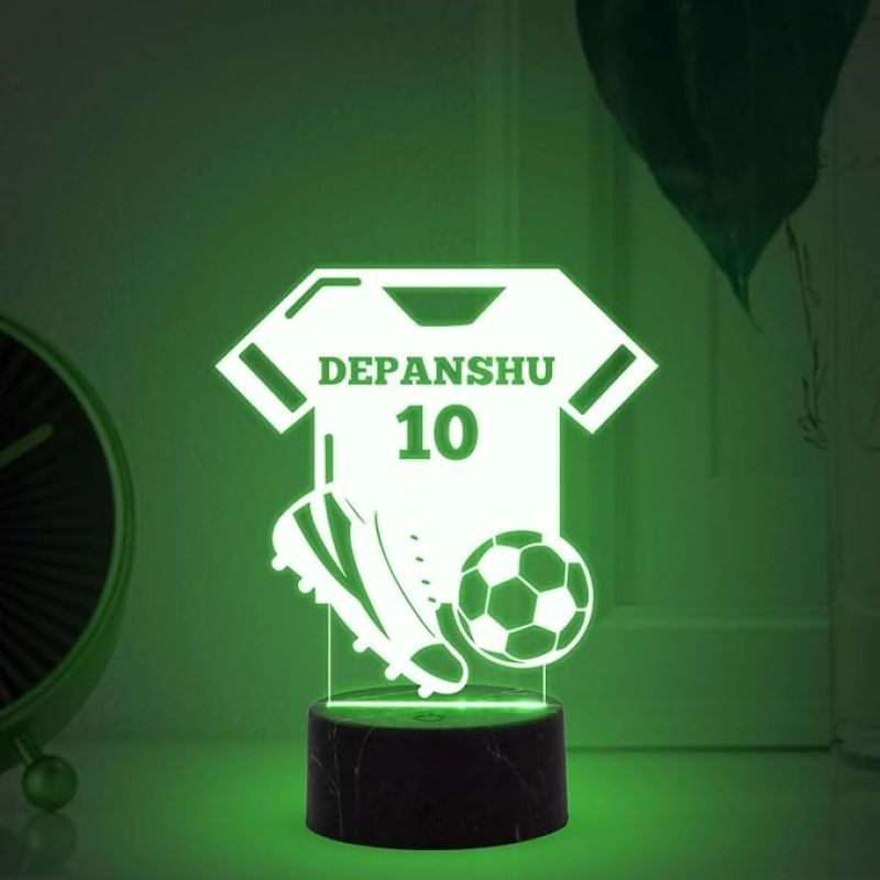 Personalized Football Jersey Night Lamp with Automatic Color Changing Light Customized Name Birthday Gift for Footballer Men Women Gift Sport Lover