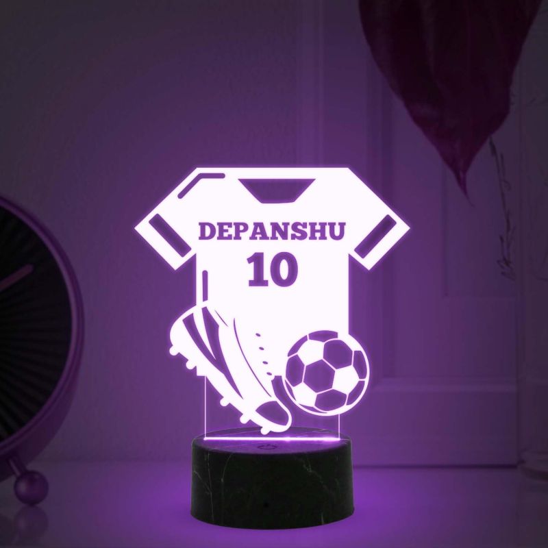 Personalized Football Jersey Night Lamp with Automatic Color Changing Light Customized Name Birthday Gift for Footballer Men Women Gift Sport Lover