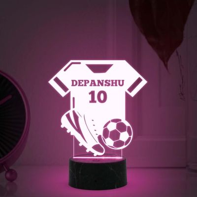 Personalized Football Jersey Night Lamp with Automatic Color Changing Light Customized Name Birthday Gift for Footballer Men Women Gift Sport Lover