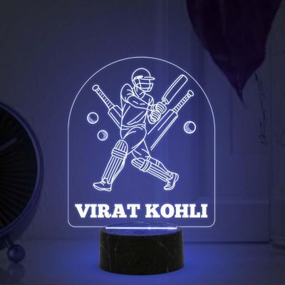 3D Illusion Personalized Cricket Night Lamp with Automatic Color Changing Light Customized Name Gift for Sports Lover Birthday Gift for Cricket Fans