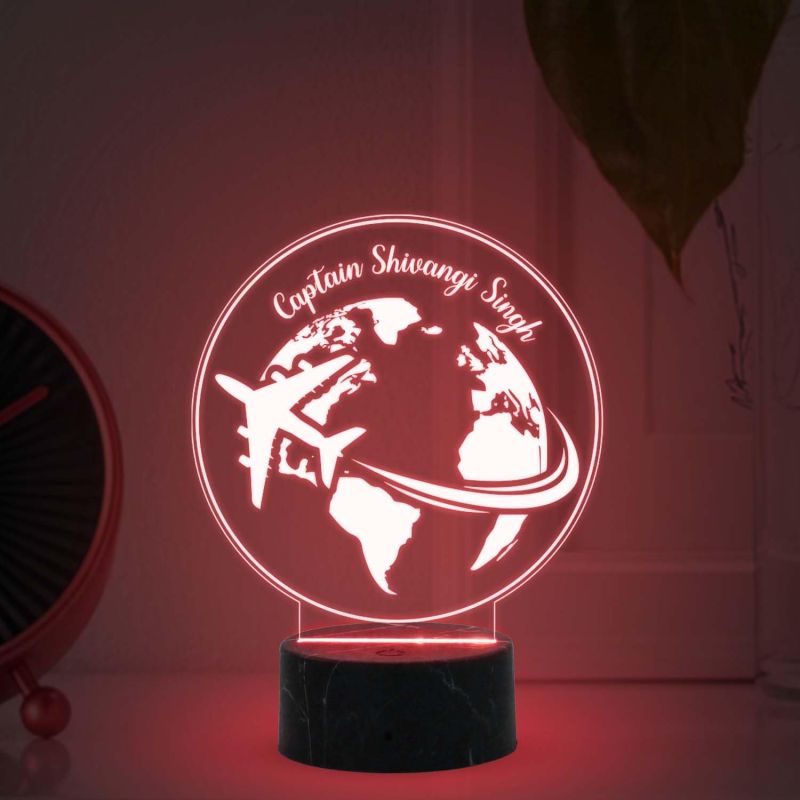 3D Illusion Airplane Captain night lamp with Multicolored Light Customized Name Gift For Pilots Gift for Travelers Gifts for World Travelers