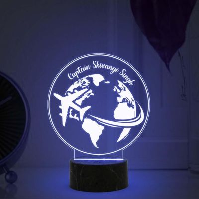 3D Illusion Airplane Captain night lamp with Multicolored Light Customized Name Gift For Pilots Gift for Travelers Gifts for World Travelers