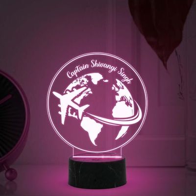 3D Illusion Airplane Captain night lamp with Multicolored Light Customized Name Gift For Pilots Gift for Travelers Gifts for World Travelers