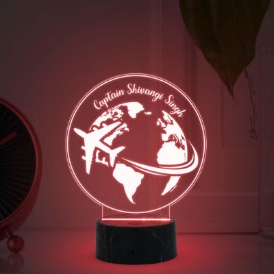 3D Illusion Airplane Captain night lamp with Multicolored Light Customized Name Gift For Pilots Gift for Travelers Gifts for World Travelers