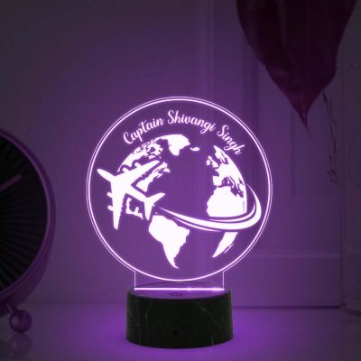 3D Illusion Airplane Captain night lamp with Multicolored Light Customized Name Gift For Pilots Gift for Travelers Gifts for World Travelers