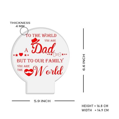 To the world you are Best Dad Engraved night lamp with Automatic Color Changing Light Birthday Gift for Dad Fathers Day Gift from Daughter Son Home Decor