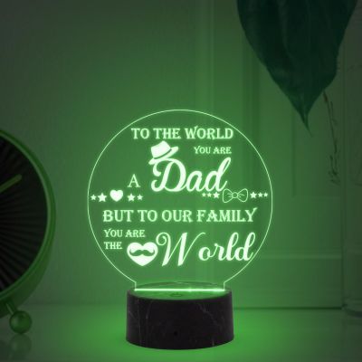 To the world you are Best Dad Engraved night lamp with Automatic Color Changing Light Birthday Gift for Dad Fathers Day Gift from Daughter Son Home Decor
