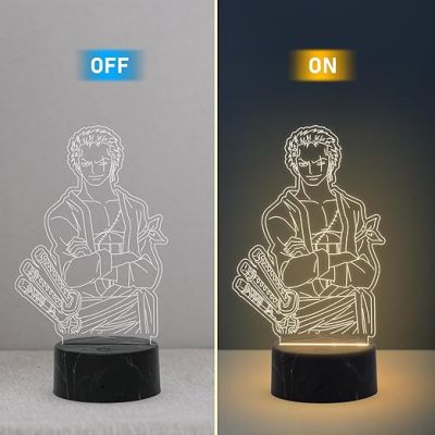 3D Illusion Zoro Manga Anime night lamp with Birthday Gift for Anime Lover Home Kids Gaming Room Decor