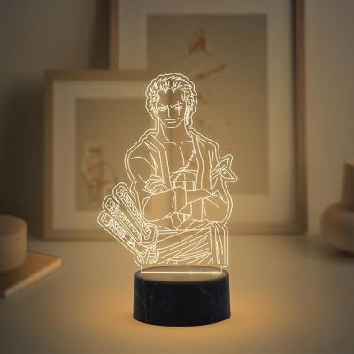 3D Illusion Zoro Manga Anime night lamp with Birthday Gift for Anime Lover Home Kids Gaming Room Decor