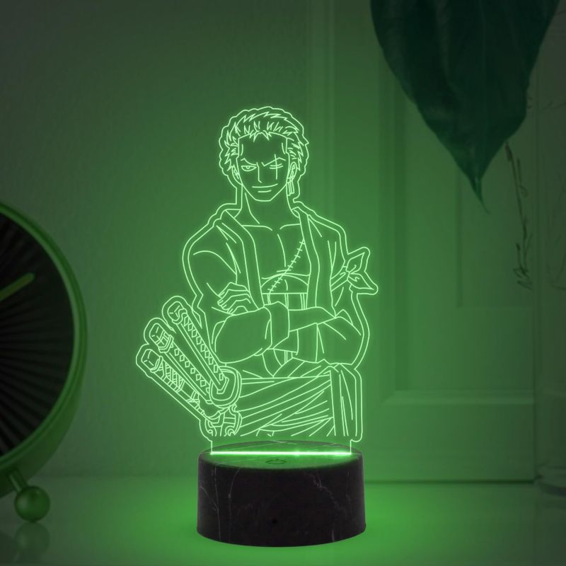 3D Illusion Zoro Manga Anime night lamp with Multicolored Light Birthday Gift for Anime Lover Home Kids Gaming Room Decor