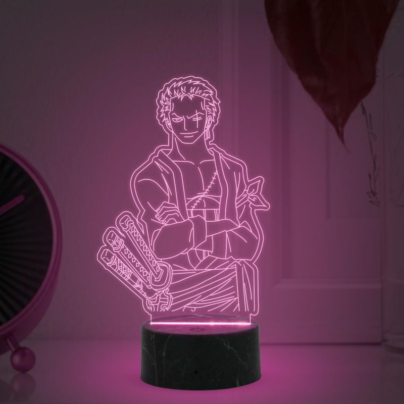 3D Illusion Zoro Manga Anime night lamp with Multicolored Light Birthday Gift for Anime Lover Home Kids Gaming Room Decor