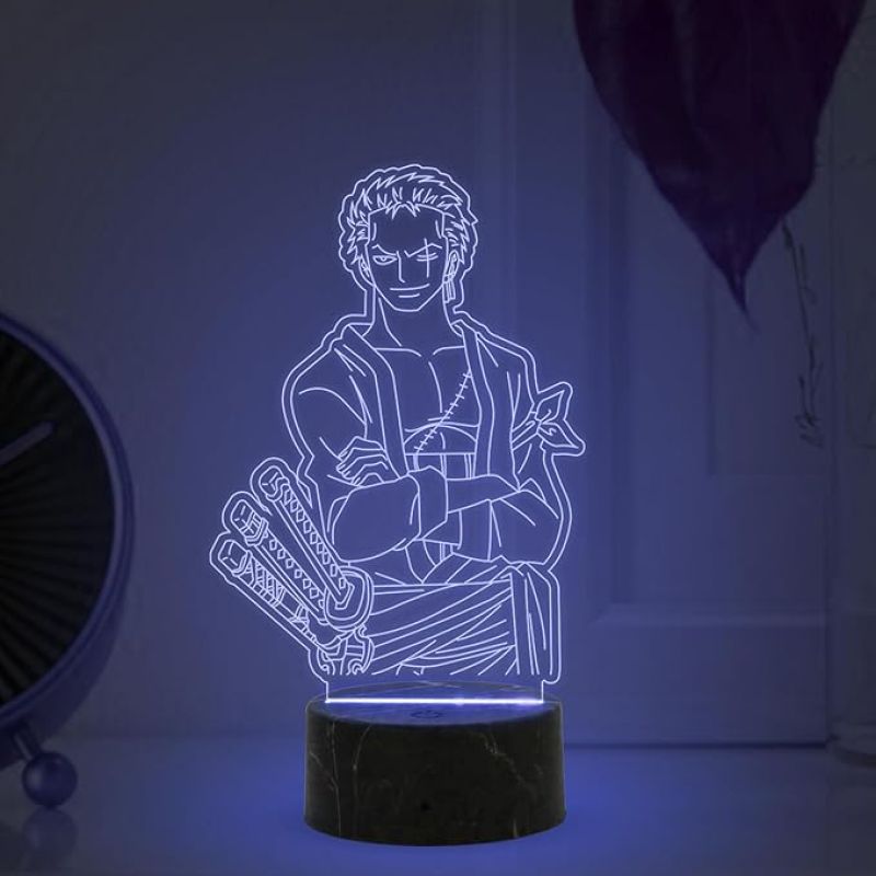 3D Illusion Zoro Manga Anime night lamp with Multicolored Light Birthday Gift for Anime Lover Home Kids Gaming Room Decor