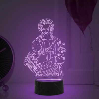 3D Illusion Zoro Manga Anime night lamp with Multicolored Light Birthday Gift for Anime Lover Home Kids Gaming Room Decor