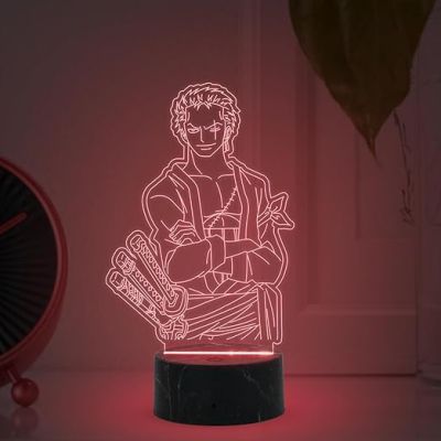 3D Illusion Zoro Manga Anime night lamp with Multicolored Light Birthday Gift for Anime Lover Home Kids Gaming Room Decor