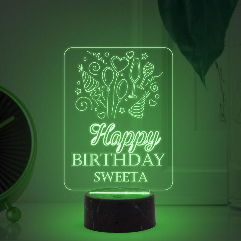 Personalized Happy Birthday night lamp with Multicolored Light Customized with Name Unique Birthday Gift for Women, Men, Kids, Girlfriend, Boyfriend, Husband, Wife
