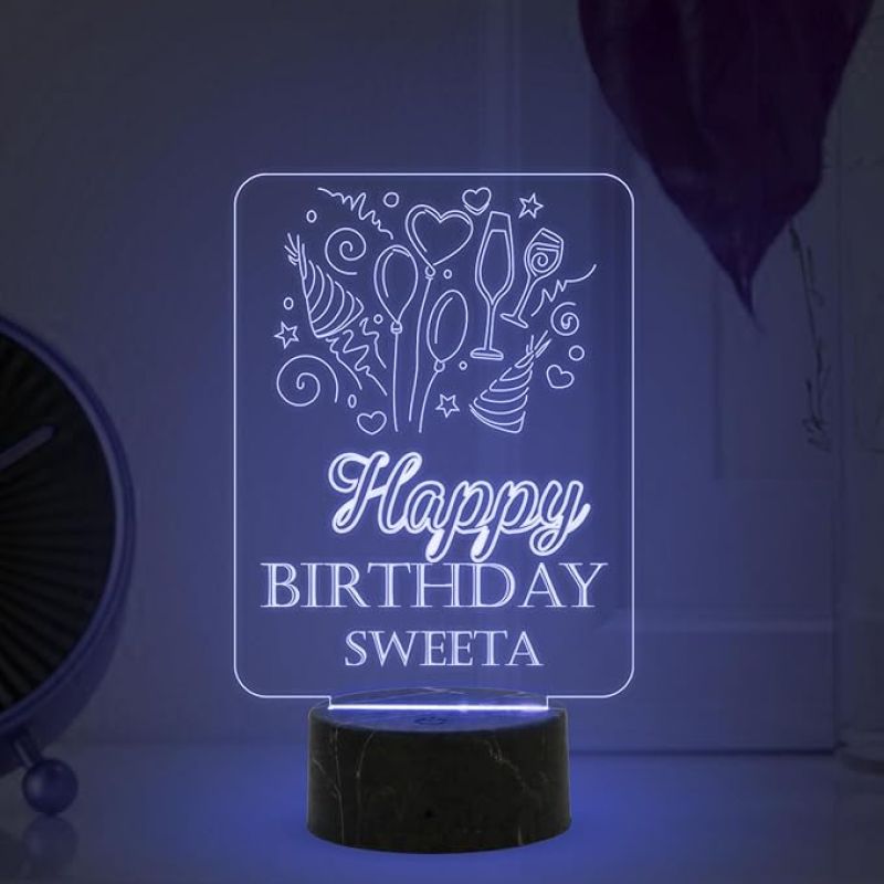 Personalized Happy Birthday night lamp with Multicolored Light Customized with Name Unique Birthday Gift for Women, Men, Kids, Girlfriend, Boyfriend, Husband, Wife