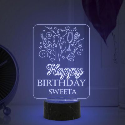 Personalized Happy Birthday night lamp with Multicolored Light Customized with Name Unique Birthday Gift for Women, Men, Kids, Girlfriend, Boyfriend, Husband, Wife