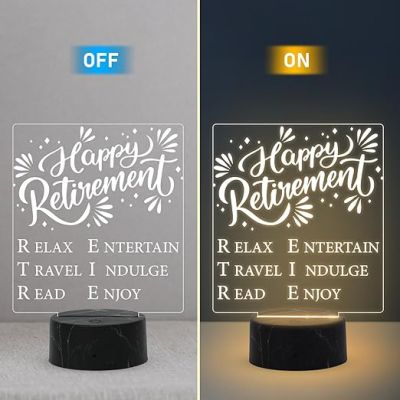 Happy Retirement Engraved Night Lamp with Warm White Light Retirement Gift for Women & Men Retirement Gift for Teacher Mom Dad Colleagues & Boss
