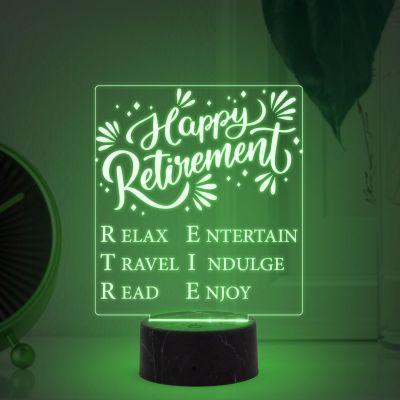 Happy Retirement Engraved Night Lamp with Multicolored Light Retirement Gift for Women & Men Retirement Gift for Teacher Mom Dad Colleagues & Boss