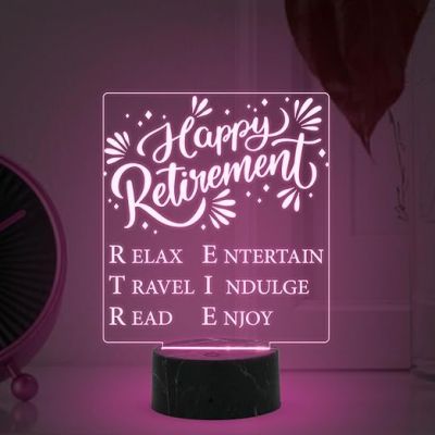 Happy Retirement Engraved Night Lamp with Multicolored Light Retirement Gift for Women & Men Retirement Gift for Teacher Mom Dad Colleagues & Boss