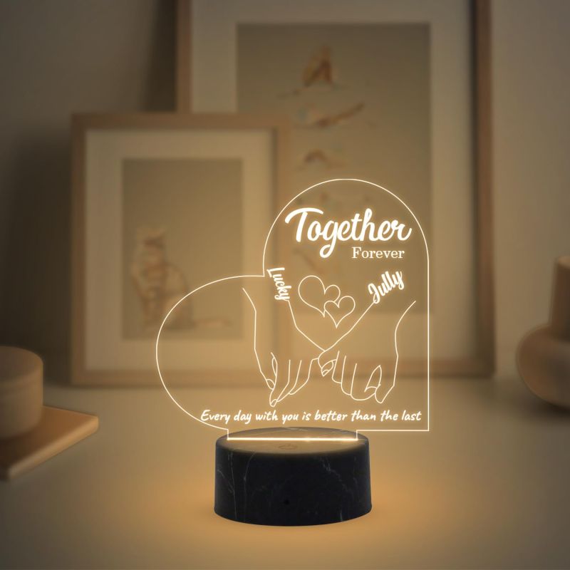 Together Forever Couple Name lamp with Warm White Light Customized Name Gift for Anniversary Birthday Wedding Valentines Day