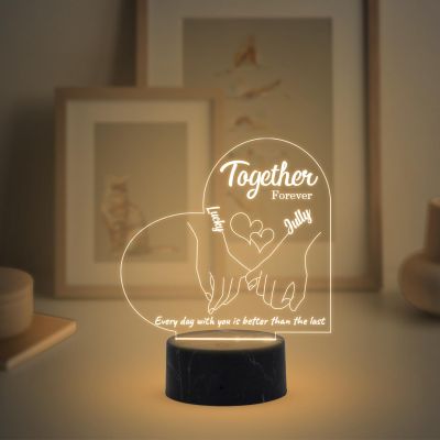 Together Forever Couple Name lamp with Warm White Light Customized Name Gift for Anniversary Birthday Wedding Valentines Day