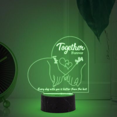 Together Forever Couple Name lamp with Automatic Color Changing Light Customized Name Gift for Anniversary Birthday Wedding Valentines Day