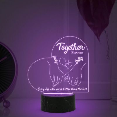 Together Forever Couple Name lamp with Automatic Color Changing Light Customized Name Gift for Anniversary Birthday Wedding Valentines Day