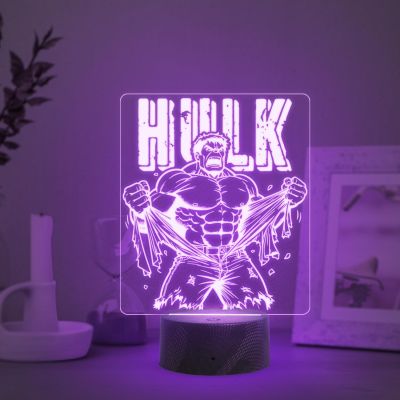 3D Illusion Marvel Hulk Night Lamp with Automatic Color Changing Light Gift for Avengers Lover & Kids Room Home Decor