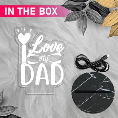 Love My Dad Engraved Night Lamp with Automatic Color Changing Light Fathers Day Gift Birthday Gift for Dad from Daughter & Son Express Your Love for Dad