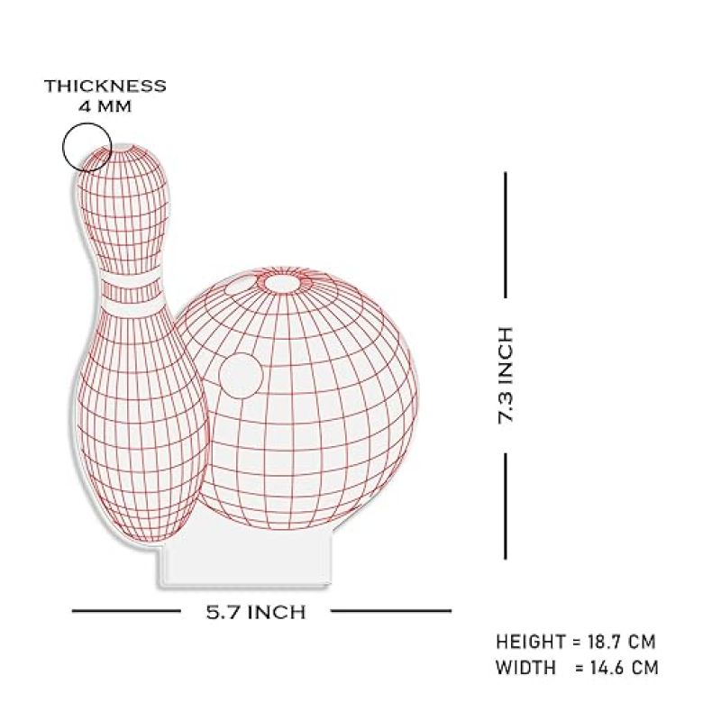 3D Illusion Bowling night lamp with Warm White Light Kids Room Gaming Room Decoration Light