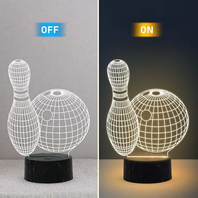 3D Illusion Bowling night lamp with Warm White Light Kids Room Gaming Room Decoration Light