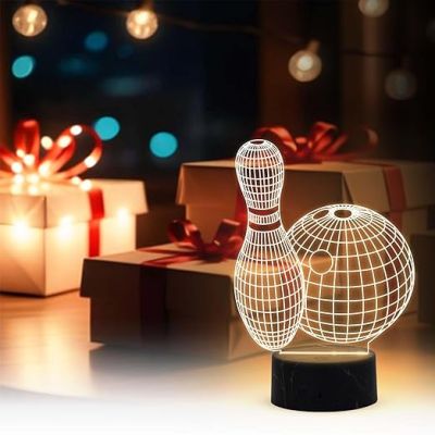 3D Illusion Bowling night lamp with Warm White Light Kids Room Gaming Room Decoration Light