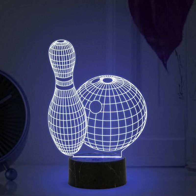 3D Illusion Bowling night lamp with Automatic Color Changing Light Kids Room Gaming Room Decoration Lamp