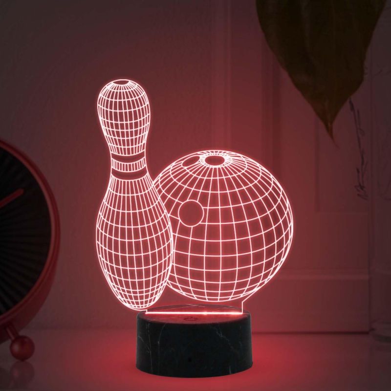 3D Illusion Bowling night lamp with Automatic Color Changing Light Kids Room Gaming Room Decoration Lamp