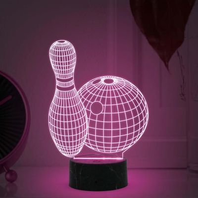3D Illusion Bowling night lamp with Automatic Color Changing Light Kids Room Gaming Room Decoration Lamp