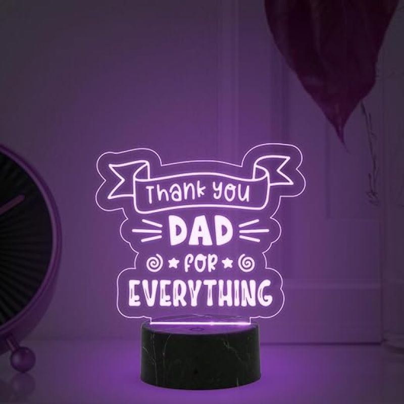 Thankyou Dad for Everything Engraved night lamp with Multicolored Light Best Gift Dad from Son & Daughter Fathers Day Gift Birthday Gift Dad