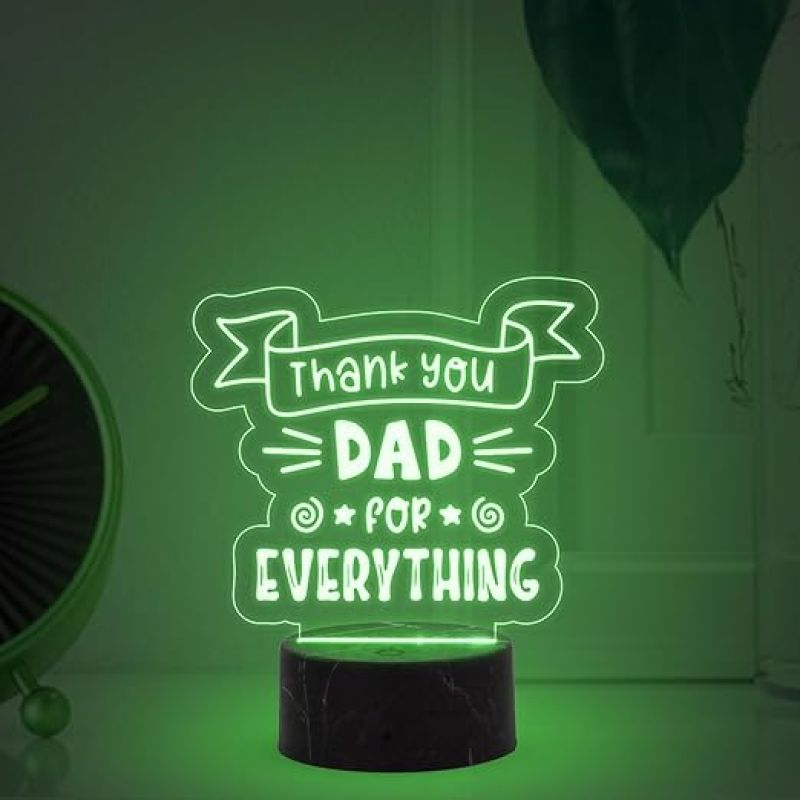 Thankyou Dad for Everything Engraved night lamp with Multicolored Light Best Gift Dad from Son & Daughter Fathers Day Gift Birthday Gift Dad