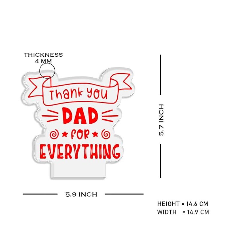 Thankyou Dad for Everything Engraved night lamp with Multicolored Light Best Gift Dad from Son & Daughter Fathers Day Gift Birthday Gift Dad