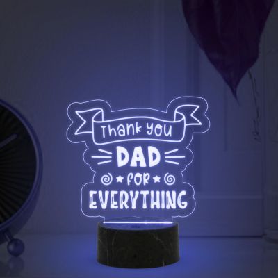 Thankyou Dad for Everything Engraved night lamp with Multicolored Light Best Gift Dad from Son & Daughter Fathers Day Gift Birthday Gift Dad