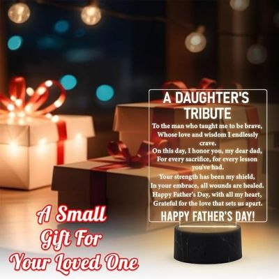 A Daughter's Tribute Engraved night lamp with Warm White Light Fathers Day Gift for Dad from Daughter Birthday Gift for Dad Happy Fathers Day Gift