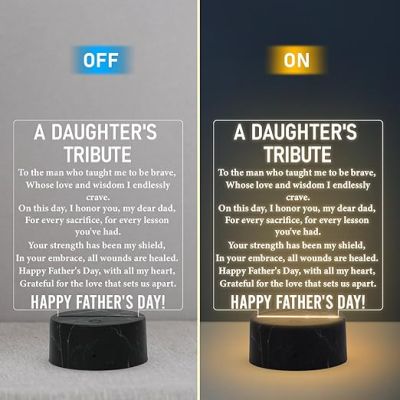 A Daughter's Tribute Engraved night lamp with Warm White Light Fathers Day Gift for Dad from Daughter Birthday Gift for Dad Happy Fathers Day Gift