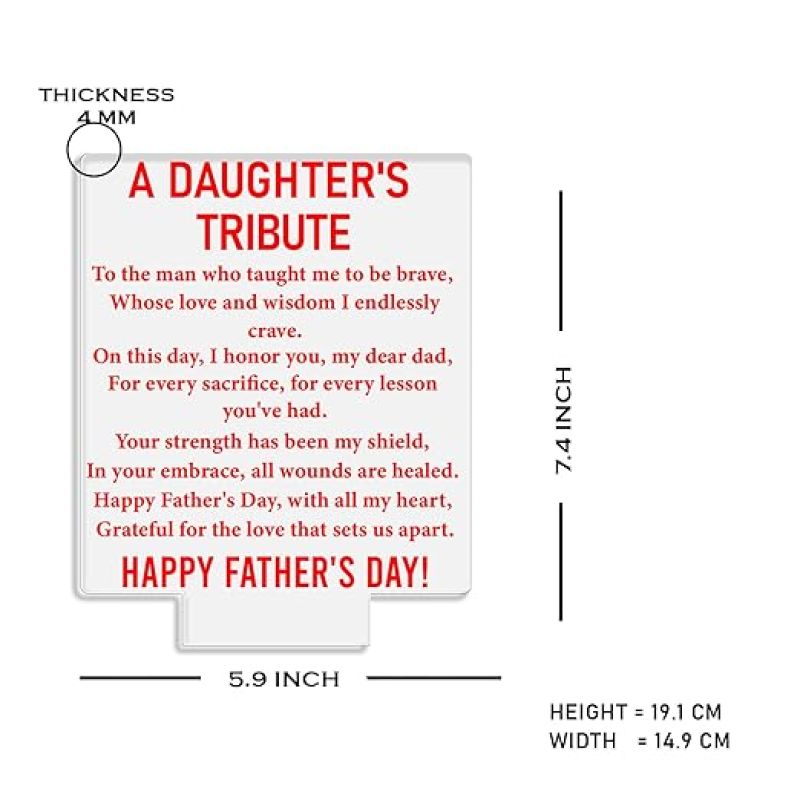 A Daughter's Tribute Engraved night lamp with Automatic Color Changing Light Fathers Day Gift for Dad from Daughter Birthday Gift for Dad Happy Fathers Day Gift