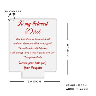 To My Belond Dad Engraved Night Lamp with Warm White Light Dad Gift for Fathers Day Birthday Gift for Dad from Daughter Son