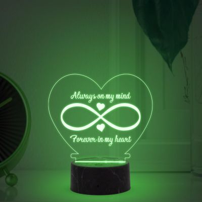 Always on my mind, Forever in My Heart Engraved Night Lamp with Automatic Color Changing Light Anniversary Gift for Husband Wife Birthday Gift for Girlfriend Wife Couple Gift Lamp