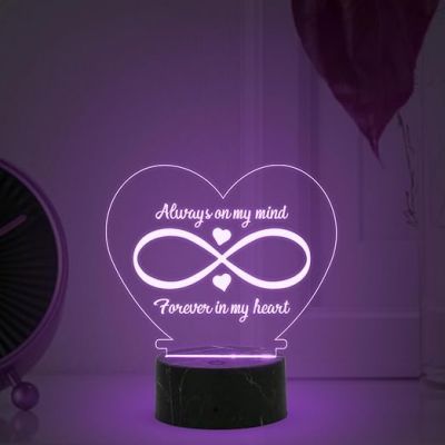 Always on my mind, Forever in My Heart Engraved Night Lamp with Automatic Color Changing Light Anniversary Gift for Husband Wife Birthday Gift for Girlfriend Wife Couple Gift Lamp