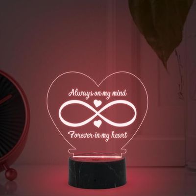 Always on my mind, Forever in My Heart Engraved Night Lamp with Automatic Color Changing Light Anniversary Gift for Husband Wife Birthday Gift for Girlfriend Wife Couple Gift Lamp