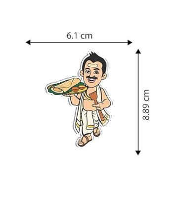 Anna with Dosa Wooden Fridge Magnet Sticker South Indian Souvenir Gift Refrigerator Kitchen & Home Decor