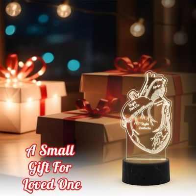 3D Illusion Heart night lamp with Warm White Light Gift for Heat Surgeon Doctor, Gift for Medical Student Doctor ,Cardiologist Clinic Decor